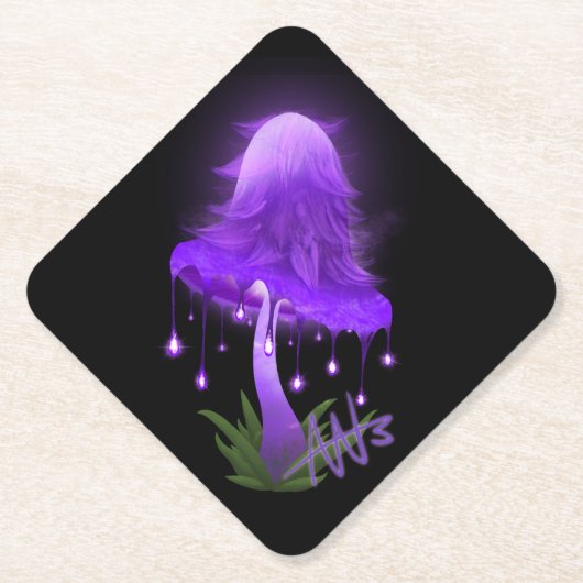 Elegant Inky Cap glühend Lila Pilz Untersetzer (Vorderseite)