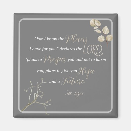 Elegant Inspirierend Bibelverse Jeremiah 29:11 Magnet (Vorne)
