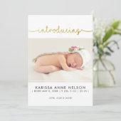Elegant Introduction Baby Pink Polka dots Script Ankündigung (Stehend Vorderseite)