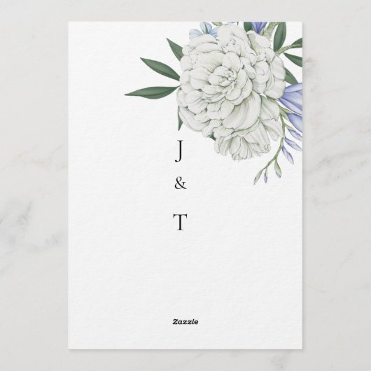 Elegant Invitation with One Big White Rose | Minim Einladung (Rückseite)