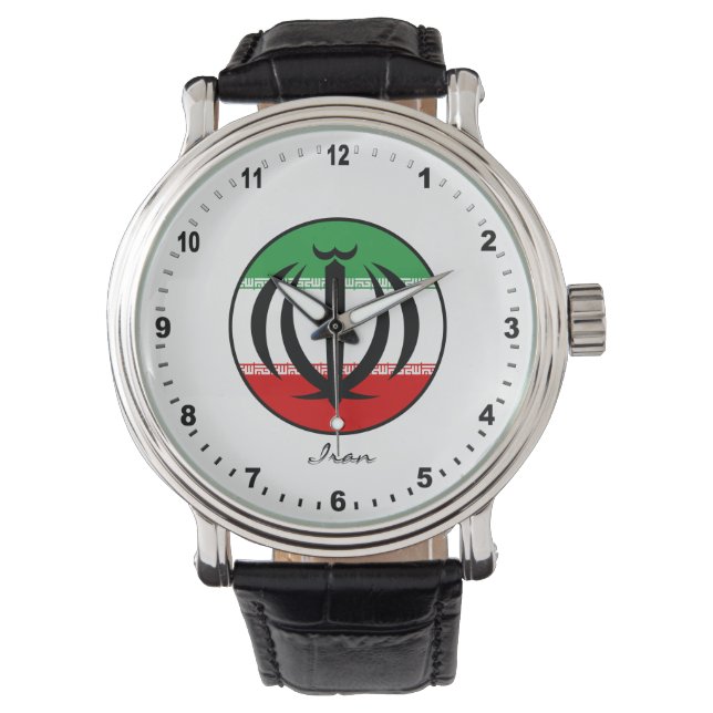 Elegant Iran Watch & iranische Flagge / Teheran Armbanduhr (Vorderseite)
