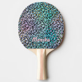 Elegant Iridescent Foil Glam Leopard 3D Monogram Tischtennis Schläger (Vorderseite)