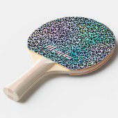 Elegant Iridescent Foil Glam Leopard 3D Monogram Tischtennis Schläger (Vorderseite)