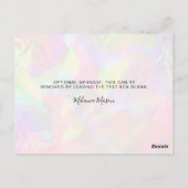 Elegant Iridescent Holographic Dankeschön Card Postkarte (Rückseite)