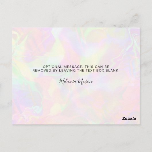 Elegant Iridescent Holographic Dankeschön Card Postkarte (Rückseite)