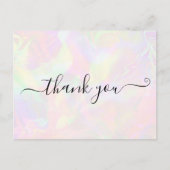 Elegant Iridescent Holographic Dankeschön Card Postkarte (Vorderseite)