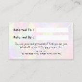 Elegant Iridescent Holographic Pastel Empfehlungskarte (Rückseite)