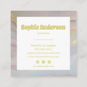 Elegant Iridescent Marble Square Business Card Quadratische Visitenkarte (Rückseite)