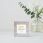 Elegant Iridescent Marble Square Business Card Quadratische Visitenkarte (Stehend Vorderseite)