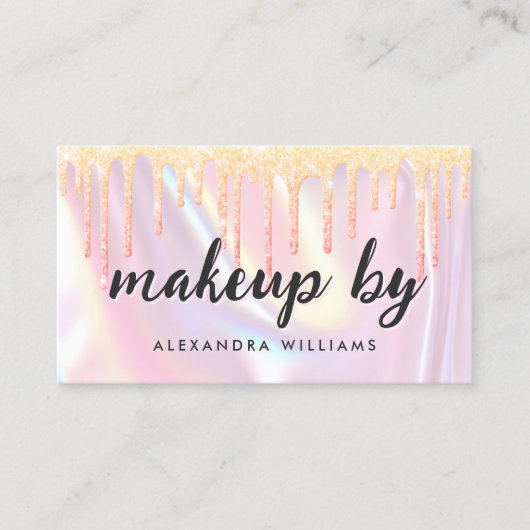 Elegant Iridescent Pearlescent Makeup Artist Pink Visitenkarte (Vorderseite)