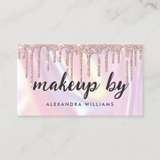Elegant Iridescent Pearlescent Pink Makeup Artist Visitenkarte (Vorderseite)