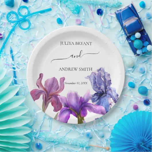 Elegant Iris Blume Hochzeit Pappteller (Party)