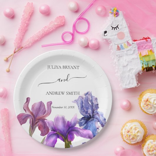 Elegant Iris Blume Hochzeit Pappteller (Party)