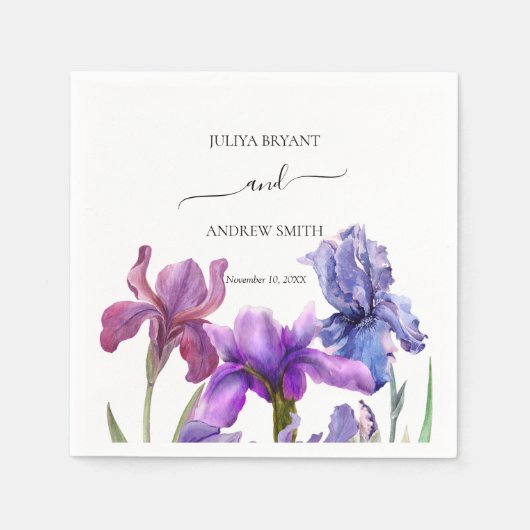 Elegant Iris Blume Hochzeit Serviette (Vorderseite)
