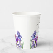 Elegant Iris Blume Name und Datum Pappbecher (Rechts)