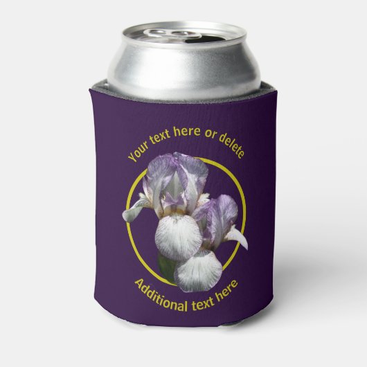 Elegant Iris Blume Personalisiert Dosenkühler (Kanne Rückseite)