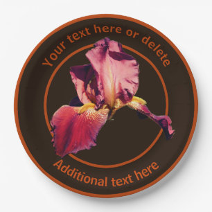 Elegant Iris Blume Personalisiertes Party Pappteller