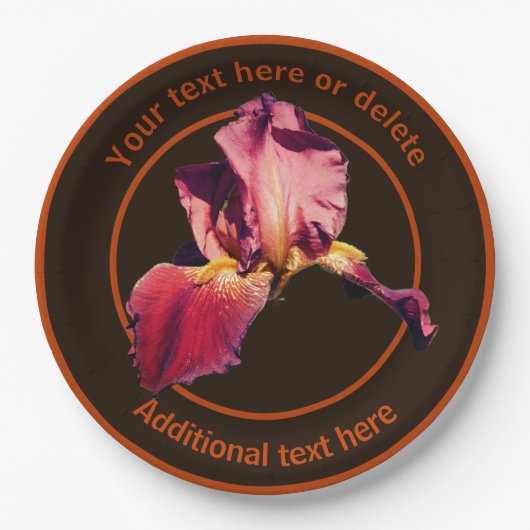Elegant Iris Blume Personalisiertes Party Pappteller (Vorderseite)