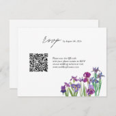 Elegant Iris Blume QR Code Hochzeit RSVP Karte (Vorne/Hinten)