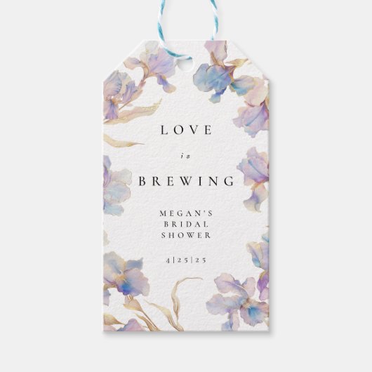 Elegant Iris Brautparty Tea Geschenkanhänger (Vorderseite)