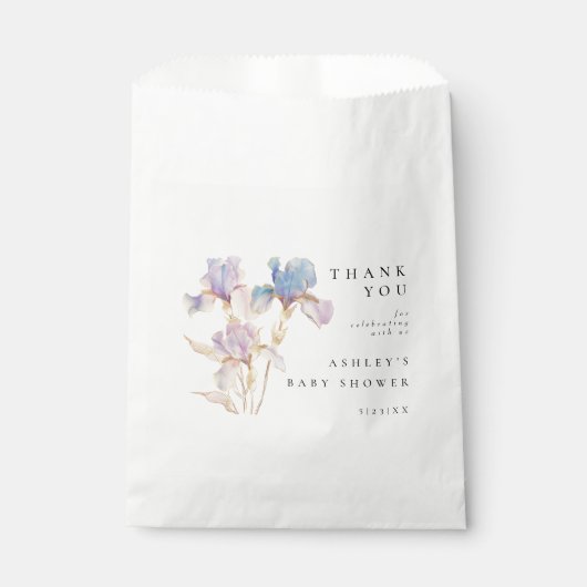 Elegant Iris Floral Baby Shower Geschenktütchen (Vorderseite)