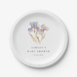 Elegant Iris Floral Baby Shower Pappteller