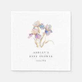 Elegant Iris Floral Baby Shower Serviette