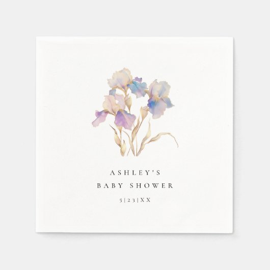 Elegant Iris Floral Baby Shower Serviette (Vorderseite)