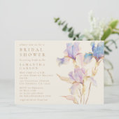 Elegant Iris Floral Brautparty Einladung (Stehend Vorderseite)