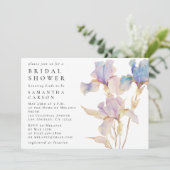 Elegant Iris Floral Brautparty Einladung (Stehend Vorderseite)