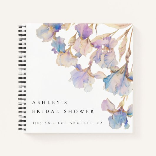 Elegant Iris Floral Brautparty Gästebuch Notizblock (Vorderseite)