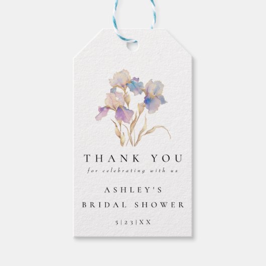 Elegant Iris Floral Brautparty Geschenkanhänger (Vorderseite)