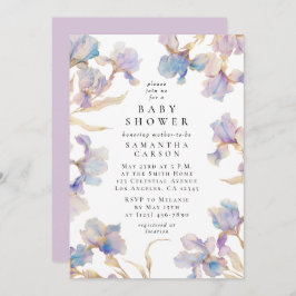 Elegant Iris Floral Watercolor Baby Shower Einladung