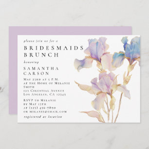 Elegant Iris Floral Watercolor Bridesmaids Brunch Einladung