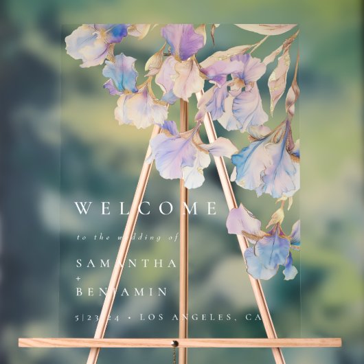 Elegant Iris Floral Wedding Acrylschild (Neutral)