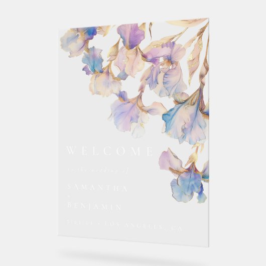 Elegant Iris Floral Wedding Acrylschild (Winkel)