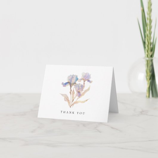Elegant Iris Floral Wedding Dankeskarte (Vorderseite)