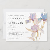 Elegant Iris Floral Wedding Einladung (Vorderseite)