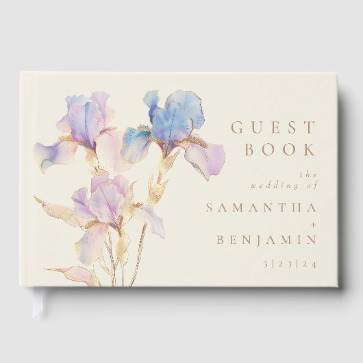 Elegant Iris Floral Wedding Gästebuch (Vorderseite)