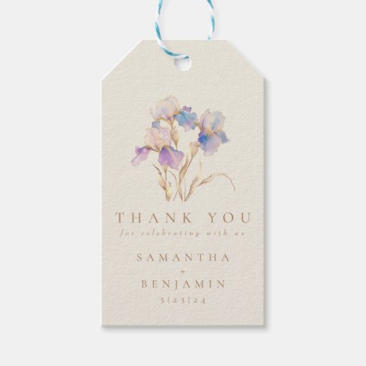 Elegant Iris Floral Wedding Geschenkanhänger (Vorderseite)
