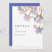 Elegant Iris Floral Wedding Hinweiskarte (Vorne/Hinten)