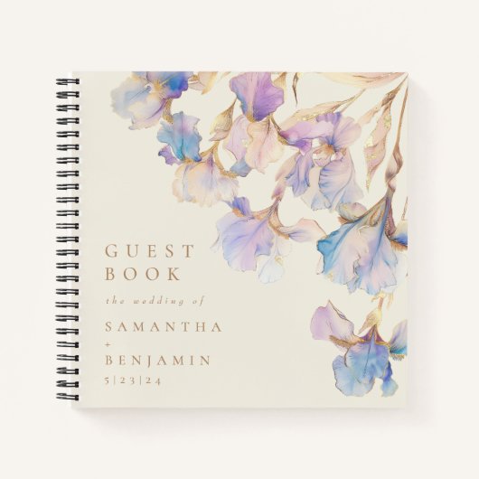 Elegant Iris Floral Wedding Notizblock (Vorderseite)