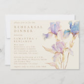 Elegant Iris Floral Wedding Probe Dinner Einladung (Vorderseite)