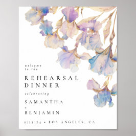 Elegant Iris Floral Wedding Probe Dinner Poster