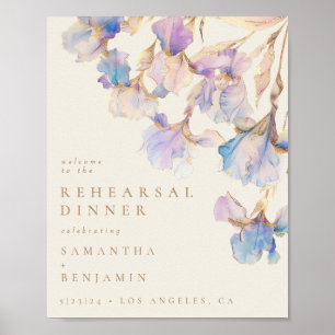 Elegant Iris Floral Wedding Probe Dinner Poster