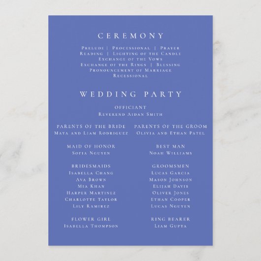 Elegant Iris Floral Wedding Programm (Rückseite)