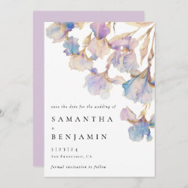 Elegant Iris Floral Wedding Save The Date