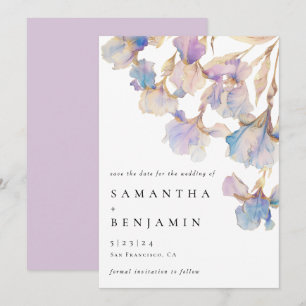 Elegant Iris Floral Wedding Save The Date