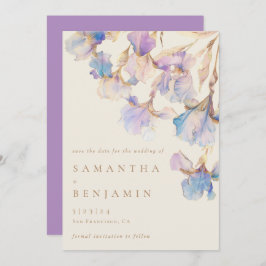 Elegant Iris Floral Wedding Save The Date