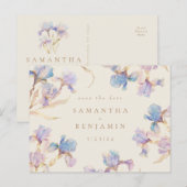 Elegant Iris floral Wedding Save the Date Postkarte (Vorne/Hinten)